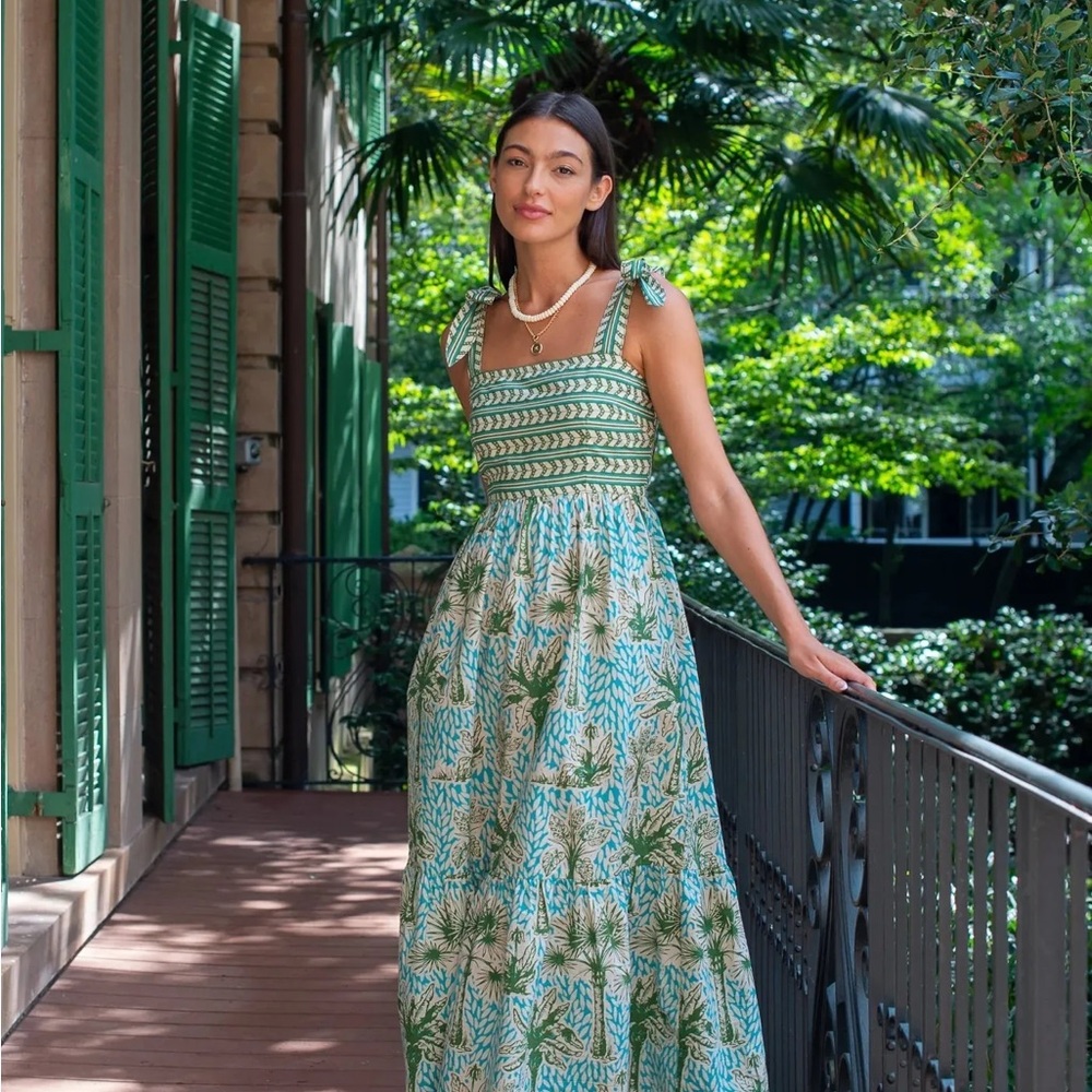 Olivia James The Label Shoulder Tie Maxi Dress